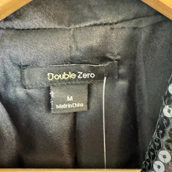Double Zero Black Sequin Blazer One Button Front Jacket Women's M NWOT - Picture 4 of 8